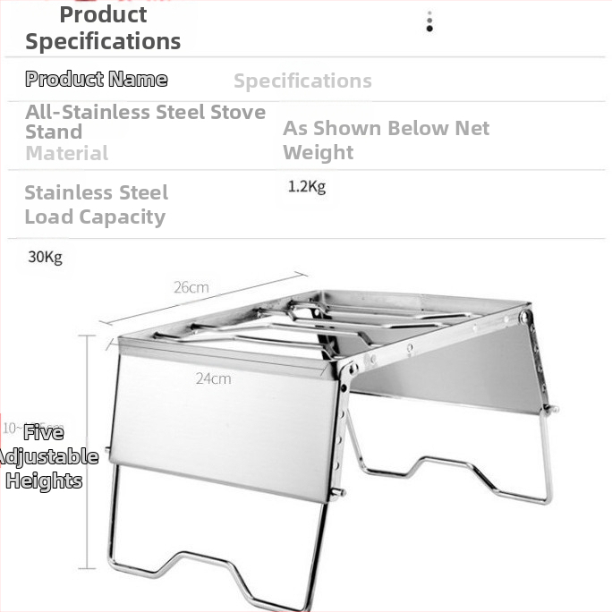 Nerūsējošā tērauda saliekams daudzfunkcionāls vējstikls, vēja necaurlaidīgs grila plīts galvas kronšteins, pārnēsājams piknika katlu statīvs