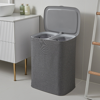 Háztartási fürdőszobai szennyes ruhakosár szennyes ruhakosár fürdőszobai álló összecsukható tároló élelmiszertáska szövet tároló vödör fedéllel