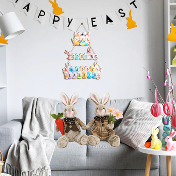 Velykų zuikutis, žavūs vakarėlio papuošalai, pavasario darbalaukio šventinis kambarys, šiltos dekoracijos 2025 m.