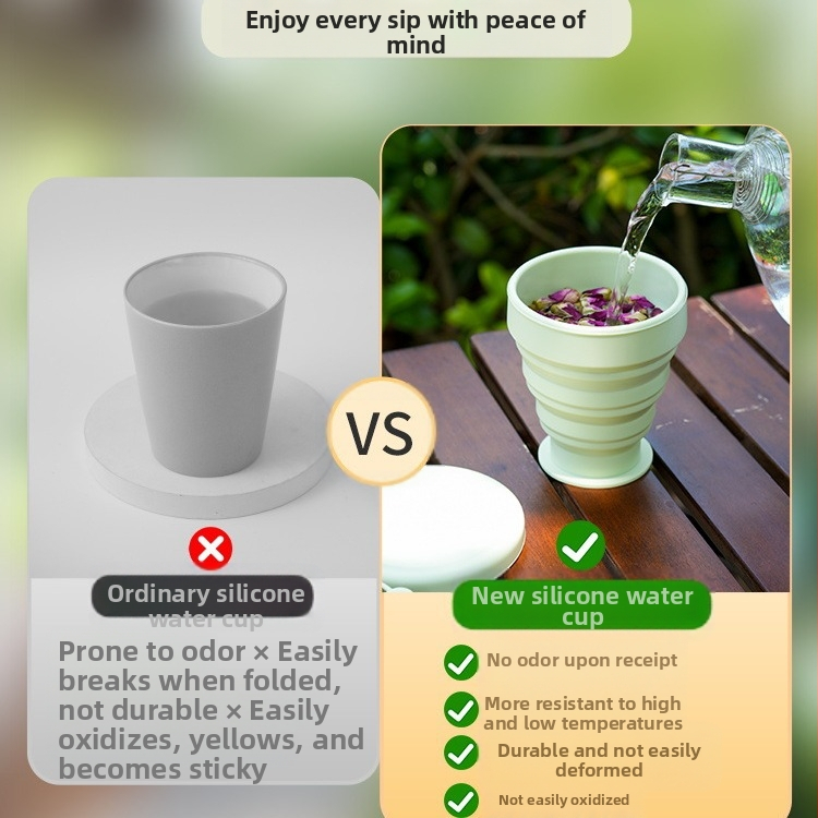 Преносима сгъваема чаша за вода, преносима компресионна чаша за уста, силиконова чаша за пътуване, къмпинг, сгъваема чаша за зъби, хранителен клас