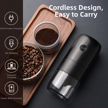 Kavos pupelių malūnėlis Kempingo nešiojamas kavos aparatas Kavos pupelių malūnėlis USB įkrovimas Elektrinis kavos pupelių malūnėlis