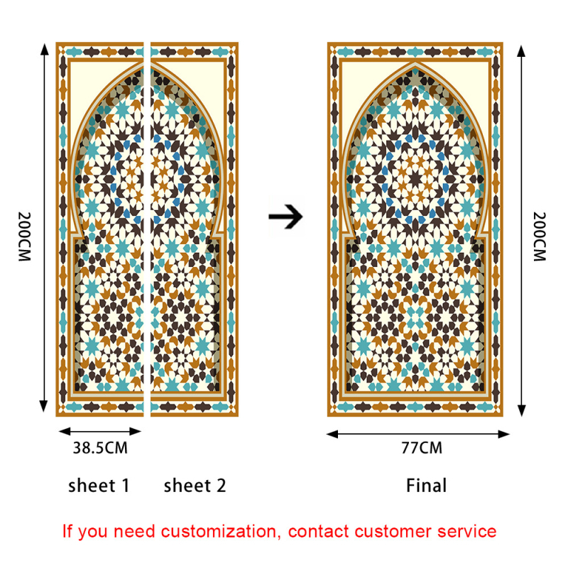 Piiriülesed moslemi religioosse stiili uksekleebised magamistoa ja vannitoa uksekaunistused, mis on eemaldatavad PVC-st