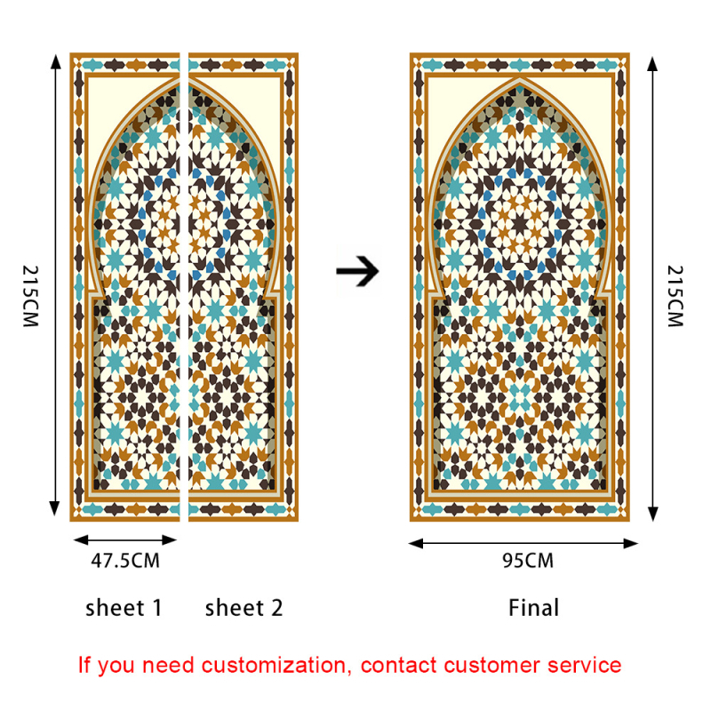 Piiriülesed moslemi religioosse stiili uksekleebised magamistoa ja vannitoa uksekaunistused, mis on eemaldatavad PVC-st