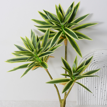 3 šakių lelija dirbtinis žalias augalas žalias lapas prekybos centras minkštas dekoravimas kraštovaizdis Mori vestuvių gėlių kompozicija auksinis kraštas lelija