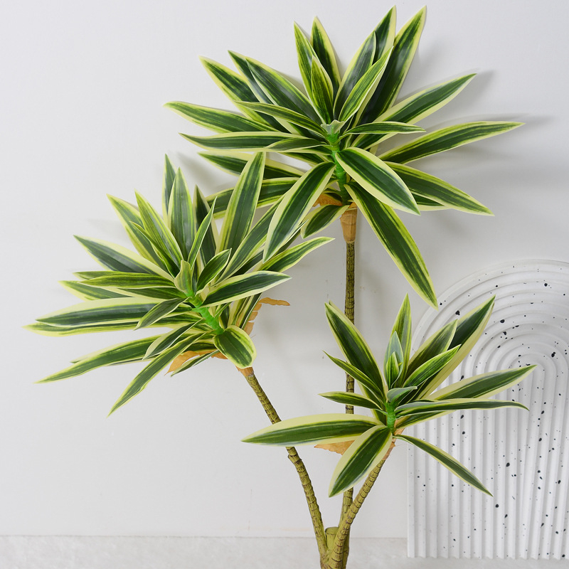 3 šakių lelija dirbtinis žalias augalas žalias lapas prekybos centras minkštas dekoravimas kraštovaizdis Mori vestuvių gėlių kompozicija auksinis kraštas lelija