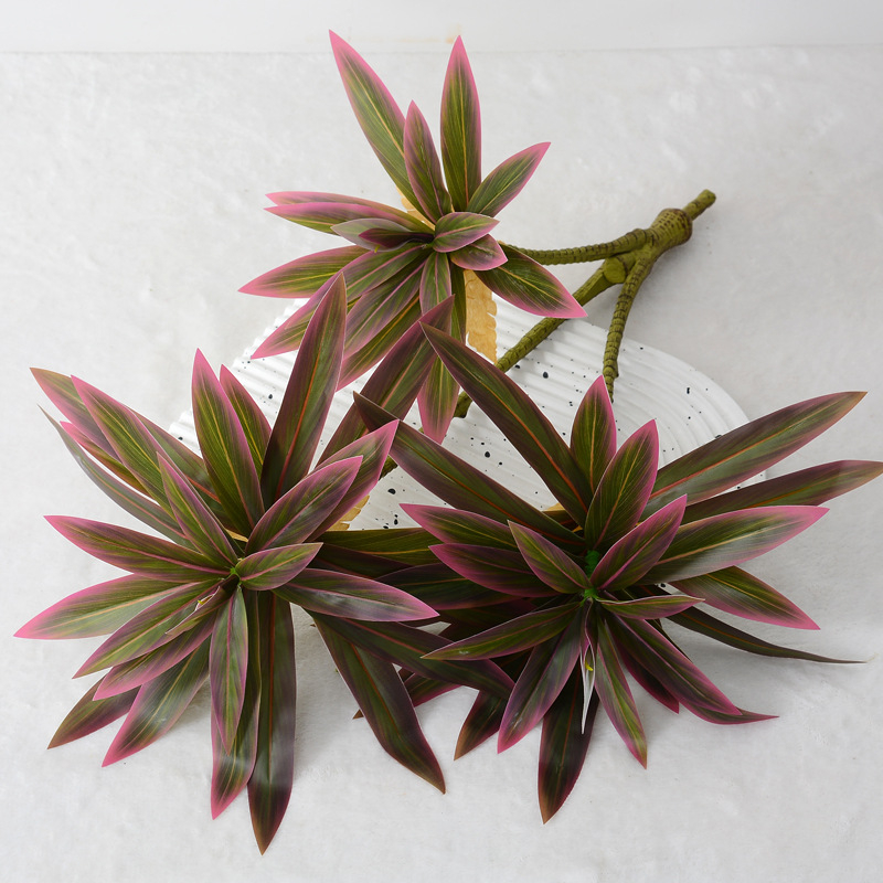 3 šakių lelija dirbtinis žalias augalas žalias lapas prekybos centras minkštas dekoravimas kraštovaizdis Mori vestuvių gėlių kompozicija auksinis kraštas lelija