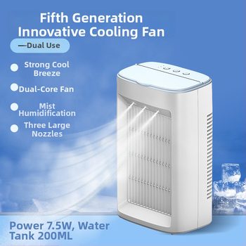 Oro aušintuvas buitinis dvigubas ventiliatorius purškimo drėkinimas dvigubos paskirties šalto ventiliatoriaus stalinis studentų bendrabutis šaldymo mažas šaltas ventiliatorius
