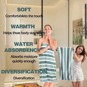 Piiriülese märgistusega triibuline korallfliisist vannirätik 70*140 paksune imav ebemevaba hulgimüügi suur majapidamisrätik