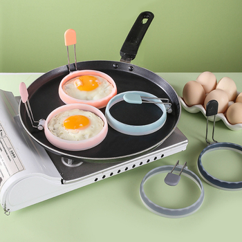 Tarpvalstybinis karštas išpardavimas Dviejų spalvų silikoninis kiaušinių kepimo kiaušinių formos kepto kiaušinio įrankis Daugiafunkcis kepto kiaušinio žiedas