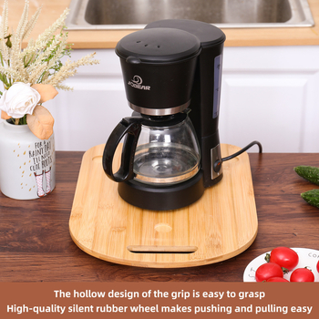 Bambusest elektriseadmed, kohvimasin, libiseva alusega toiduvalmistamismasin, rihmaratas, veerev alus, hoiustamine, mobiilne multifunktsionaalne libisev laud