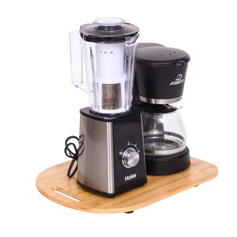 Bambusest elektriseadmed, kohvimasin, libiseva alusega toiduvalmistamismasin, rihmaratas, veerev alus, hoiustamine, mobiilne multifunktsionaalne libisev laud