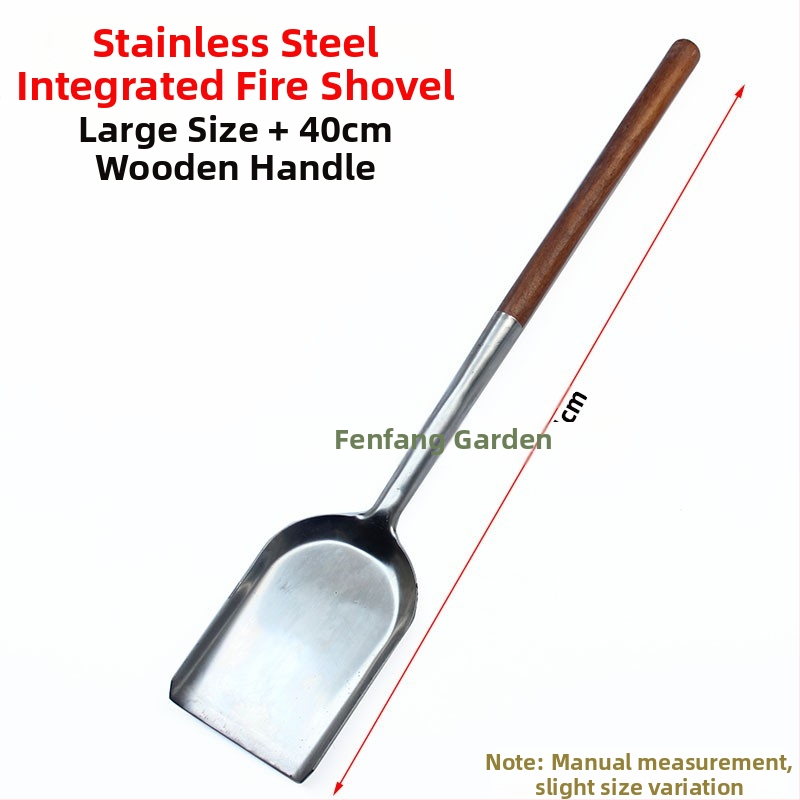 Nerūdijančio plieno medinė rankena gaisro gesinimo kastuvas anglies kastuvas pelenų šlakas gaisro malimas pelenų kastuvas gaisro gesinimo kastuvas anglių kastuvas malkos krosnis gaisro įrankis šiukšlių kastuvas