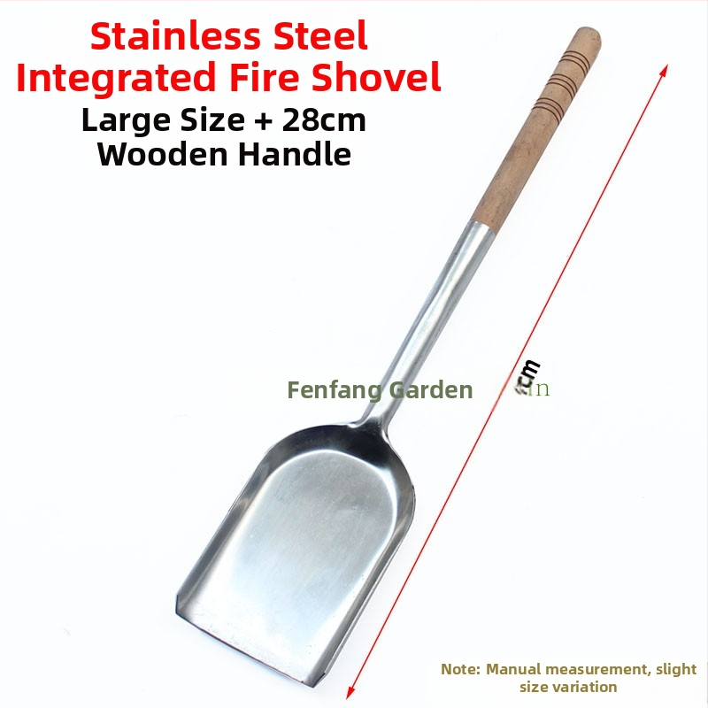 Nerūdijančio plieno medinė rankena gaisro gesinimo kastuvas anglies kastuvas pelenų šlakas gaisro malimas pelenų kastuvas gaisro gesinimo kastuvas anglių kastuvas malkos krosnis gaisro įrankis šiukšlių kastuvas