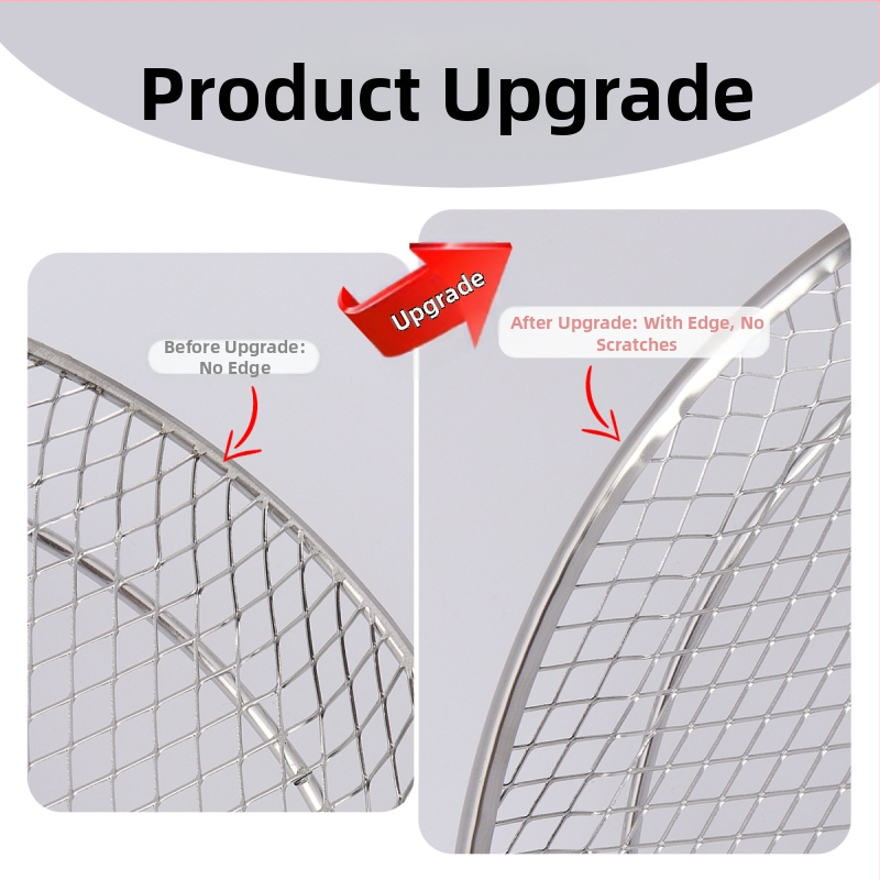 Къмпинг на открито, кръгла мрежа за барбекю от неръждаема стомана, домакинска многофункционална скоба за сушене на масло, трислойна, подредена