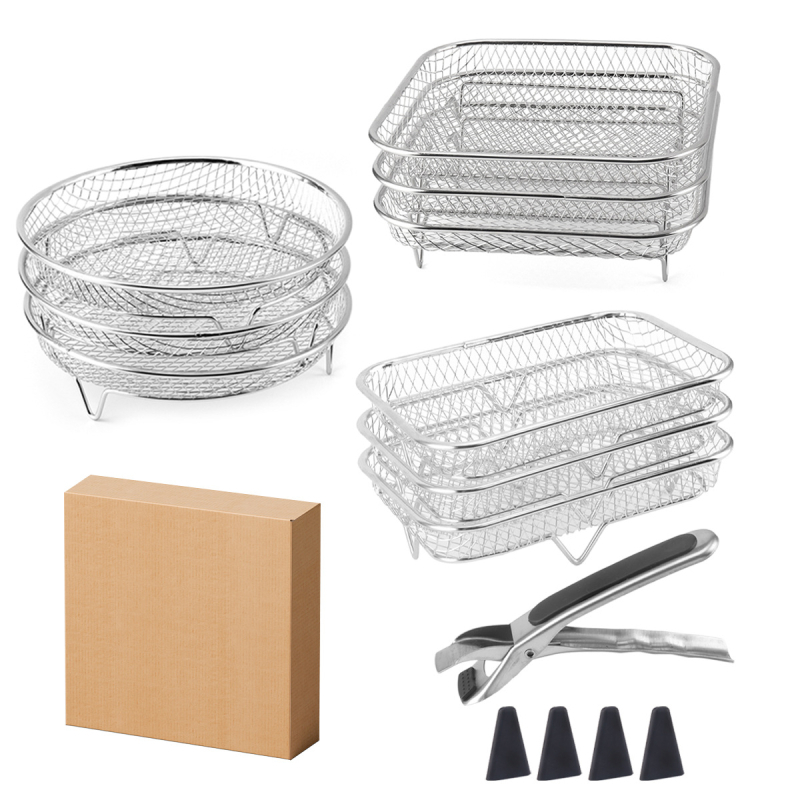 Õues telkimiseks mõeldud roostevabast terasest ümmargune grillvõrk majapidamises kasutatav mitmeotstarbeline õli kuivatamise grilli kuivatusklamber kolmekihiline virnastatud