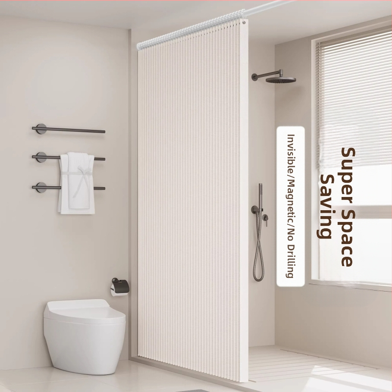 Сгъваема магнитна завеса за душ, костюм за врата на баня, завеса за тоалетна, невидима преградна завеса, водоустойчива, мухлясала, директни продажби от фабриката