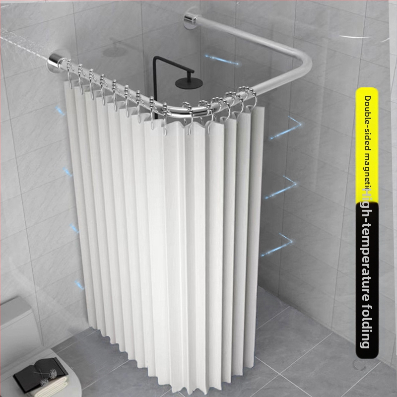 Kokkupandav magnetiline vannitoa dušikardina komplekt ilma augustamata U-kujulise vardaga duširuumi veekindel vahesein kuiv- ja märgeraldus