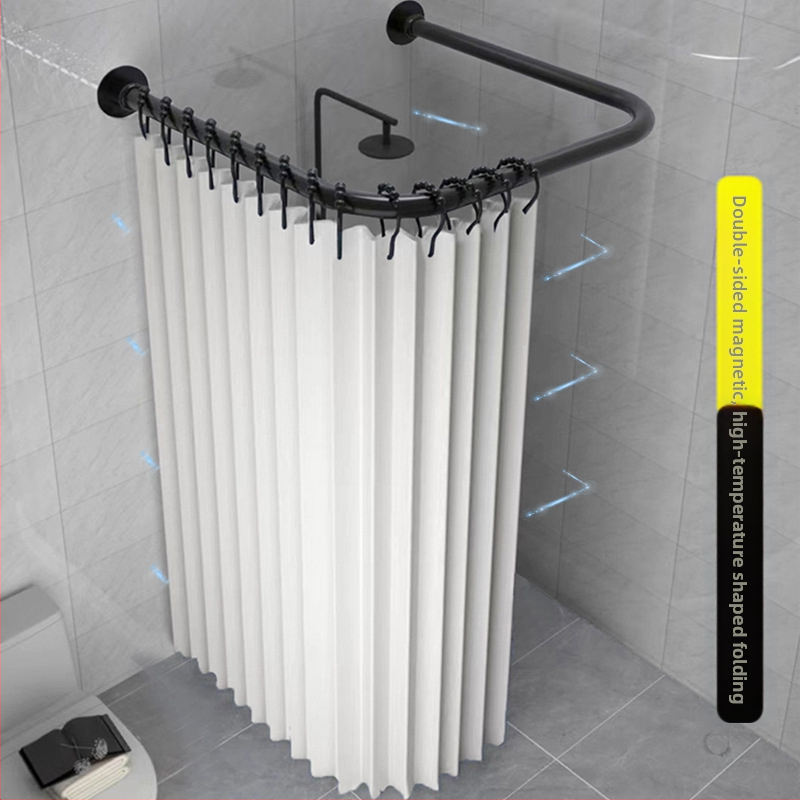 Kokkupandav magnetiline vannitoa dušikardina komplekt ilma augustamata U-kujulise vardaga duširuumi veekindel vahesein kuiv- ja märgeraldus