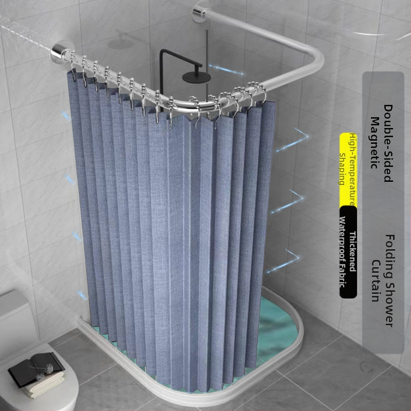 Kokkupandav magnetiline vannitoa dušikardina komplekt ilma augustamata U-kujulise vardaga duširuumi veekindel vahesein kuiv- ja märgeraldus
