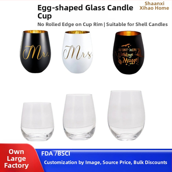 Haardekindla munakujulise klaasi punase veini klaas Aroomiteraapia munakujuline küünlaklaas 16oz galvaniseeritud pihustusvärviga värvitud läbipaistev klaasist munaklaas