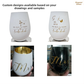 Haardekindla munakujulise klaasi punase veini klaas Aroomiteraapia munakujuline küünlaklaas 16oz galvaniseeritud pihustusvärviga värvitud läbipaistev klaasist munaklaas