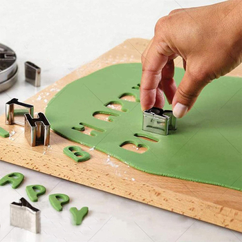 Nerūdijančio plieno skaičių, angliškų raidžių sausainių formelių, 36 dalių rinkinys sausainių kepimo formoms