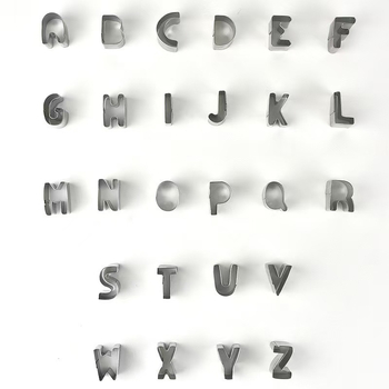 Nerūdijančio plieno skaičių, angliškų raidžių sausainių formelių, 36 dalių rinkinys sausainių kepimo formoms