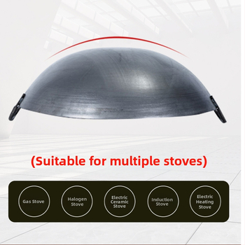 Buitinė senovinė geležinė keptuvė be dangos virėjams, dujinė viryklė, virta geležinė keptuvė su nelimpančia danga, didelė geležinė keptuvė su dviem ausimis