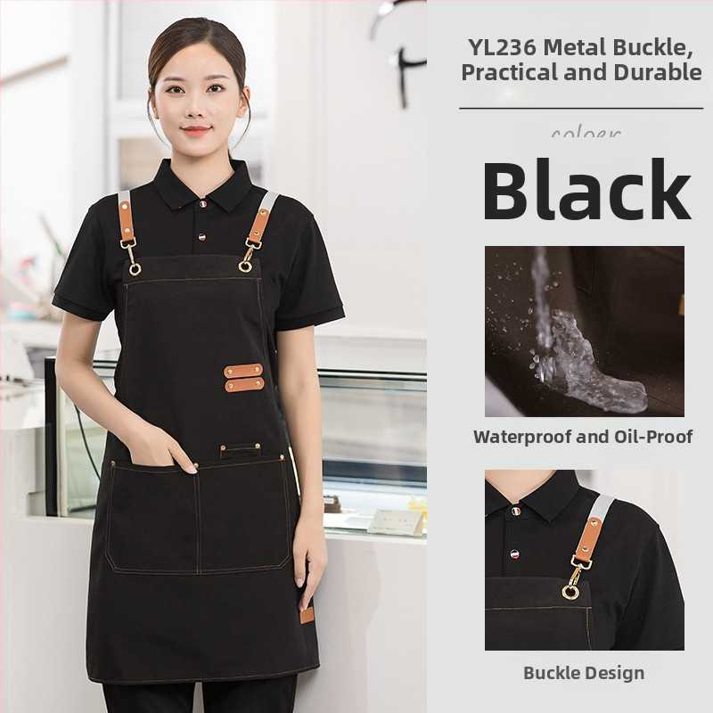 Vandeniui atspari drobės prijuostė, logotipo spausdinimas, skirtas maitinimui, skirtas baristai, pieno arbatos parduotuvei, manikiūro ir virtuvės kombinezonams moterims.