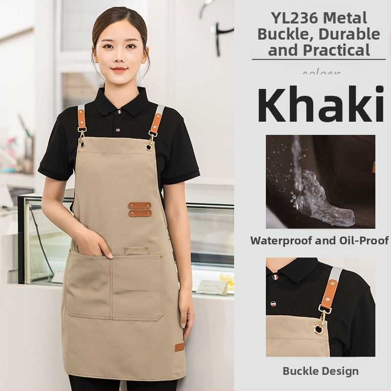 Vandeniui atspari drobės prijuostė, logotipo spausdinimas, skirtas maitinimui, skirtas baristai, pieno arbatos parduotuvei, manikiūro ir virtuvės kombinezonams moterims.