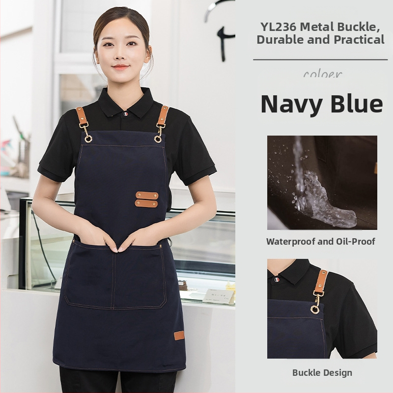 Vandeniui atspari drobės prijuostė, logotipo spausdinimas, skirtas maitinimui, skirtas baristai, pieno arbatos parduotuvei, manikiūro ir virtuvės kombinezonams moterims.