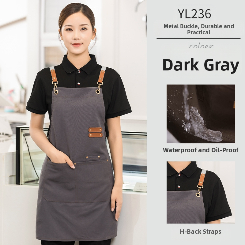 Vandeniui atspari drobės prijuostė, logotipo spausdinimas, skirtas maitinimui, skirtas baristai, pieno arbatos parduotuvei, manikiūro ir virtuvės kombinezonams moterims.