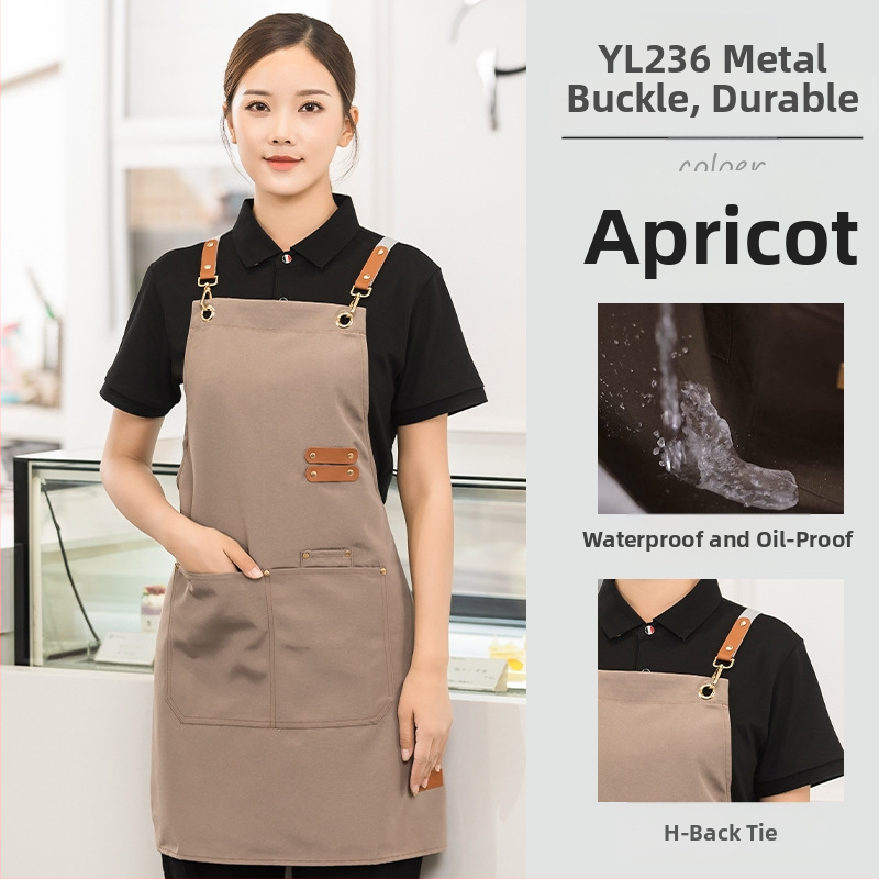 Vandeniui atspari drobės prijuostė, logotipo spausdinimas, skirtas maitinimui, skirtas baristai, pieno arbatos parduotuvei, manikiūro ir virtuvės kombinezonams moterims.