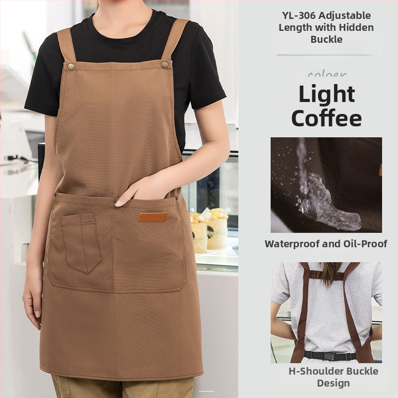 Vandeniui atspari drobės prijuostė, logotipo spausdinimas, skirtas maitinimui, skirtas baristai, pieno arbatos parduotuvei, manikiūro ir virtuvės kombinezonams moterims.