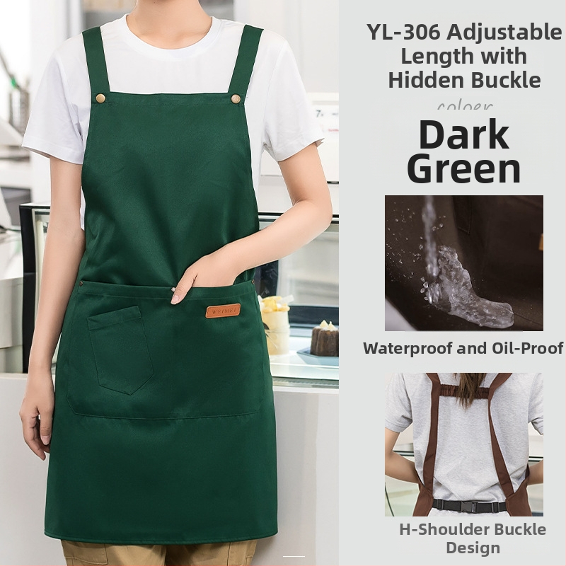 Vandeniui atspari drobės prijuostė, logotipo spausdinimas, skirtas maitinimui, skirtas baristai, pieno arbatos parduotuvei, manikiūro ir virtuvės kombinezonams moterims.