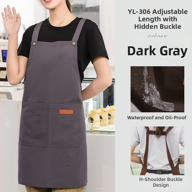 Vandeniui atspari drobės prijuostė, logotipo spausdinimas, skirtas maitinimui, skirtas baristai, pieno arbatos parduotuvei, manikiūro ir virtuvės kombinezonams moterims.