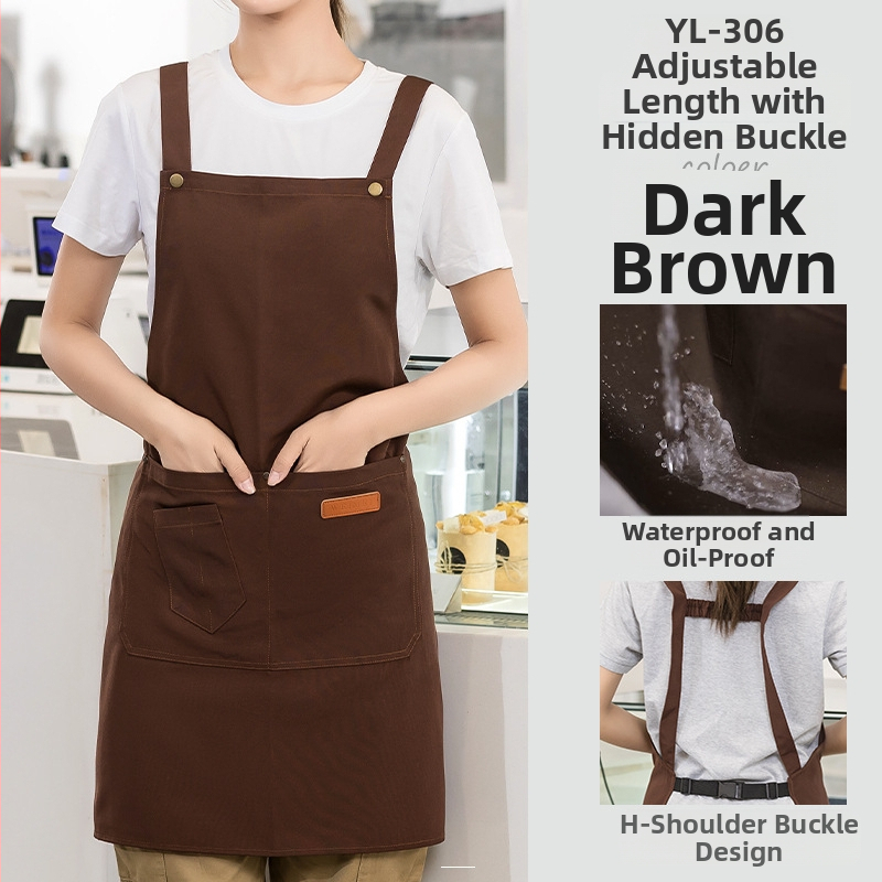 Vandeniui atspari drobės prijuostė, logotipo spausdinimas, skirtas maitinimui, skirtas baristai, pieno arbatos parduotuvei, manikiūro ir virtuvės kombinezonams moterims.