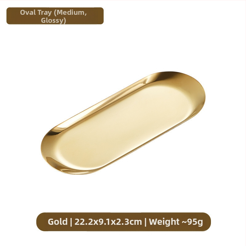 Határokon átnyúló snack étel kenyér sütemény snack négyzet alakú tányér lapos alváz koreai stílusú arany rozsdamentes acél ovális tükörtányér