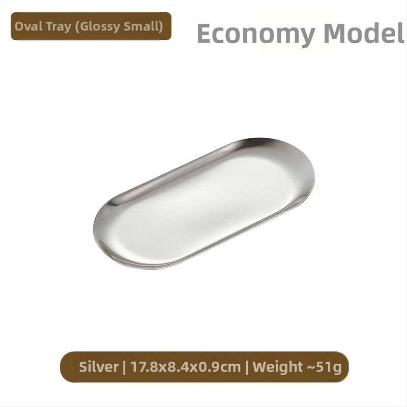 Határokon átnyúló snack étel kenyér sütemény snack négyzet alakú tányér lapos alváz koreai stílusú arany rozsdamentes acél ovális tükörtányér