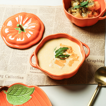 Ιαπωνικό κεραμικό μπολ με αυγό στον ατμό από κολοκύθα, χαριτωμένο κεραμικό μπολ με καπάκι, μπολ με διπλό αυτί, μπολ βραστού ρυζιού για παιδιά, μπολ με κολοκύθα για συμπλήρωμα διατροφής