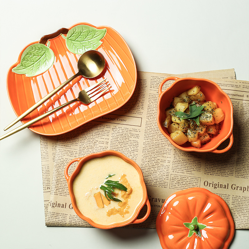 Japán kerámia tökös párolt tojástál, aranyos kerámia tál fedővel, dupla fülű tál, párolt gyerek rizstál, étrend-kiegészítő tökös tál