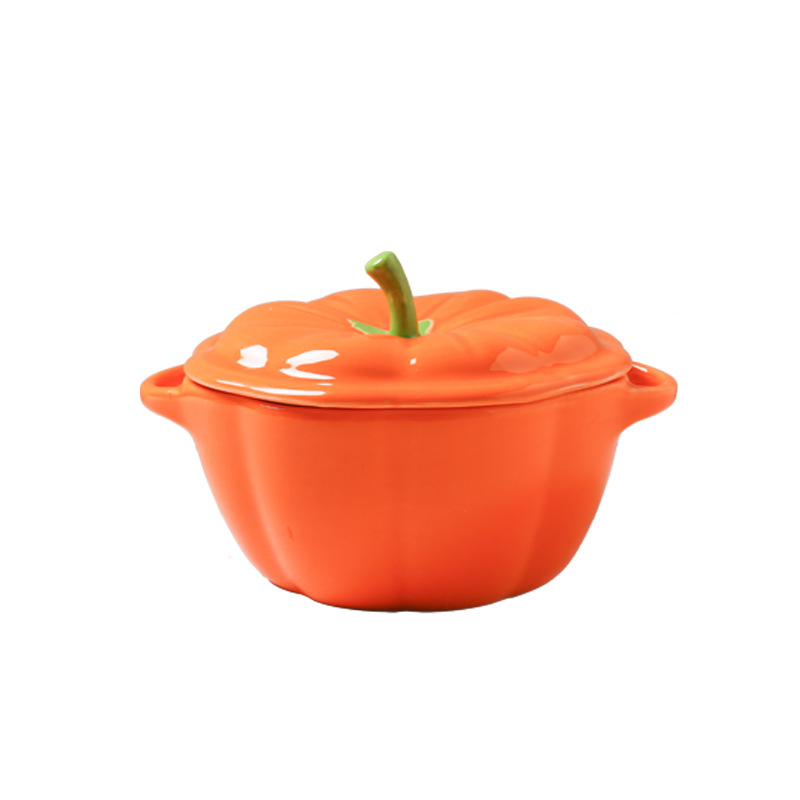 Japán kerámia tökös párolt tojástál, aranyos kerámia tál fedővel, dupla fülű tál, párolt gyerek rizstál, étrend-kiegészítő tökös tál