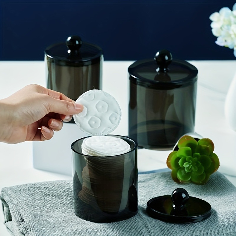 3 vnt. vatos tamponėlių dozatoriaus vaistų indelio plastikinė laikymo dėžutė vonios kambario indelio kostiumo organizatorius juodas