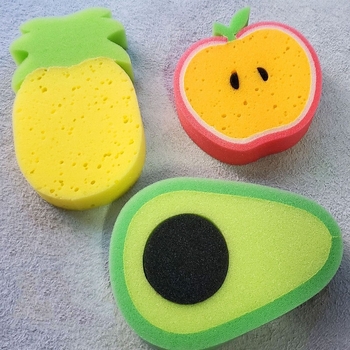 Σφουγγάρι καθαρισμού μπάνιου με κινούμενα σχέδια, γλυκό πορτοκάλι, φράουλα, πεπόνι, μάνγκο, σφουγγάρι πλυσίματος πιάτων, παιδική πετσέτα μπάνιου χονδρικής