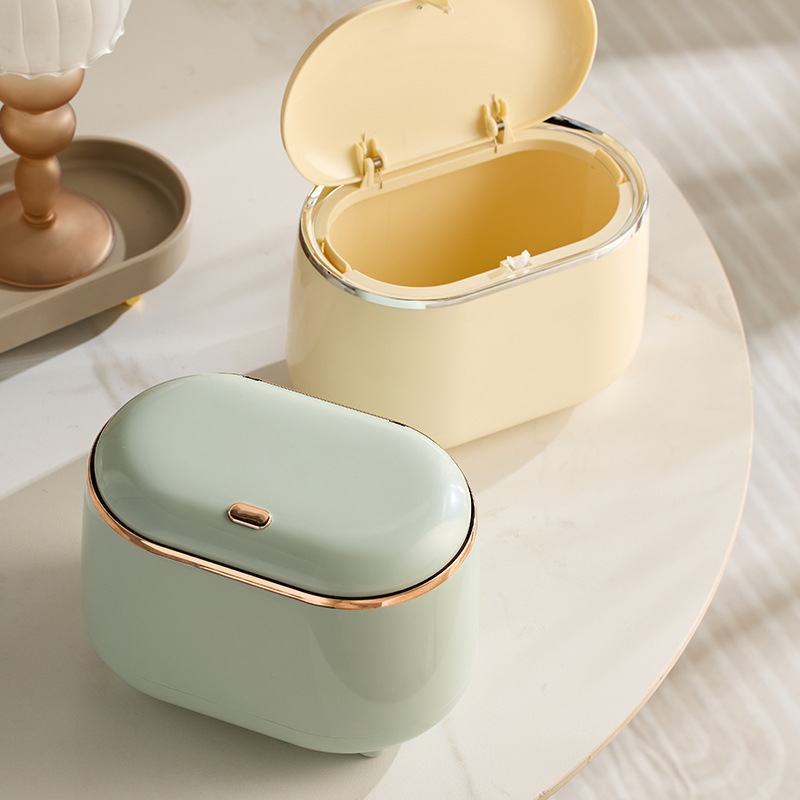 Kopmītņu mājas galda stumjama mini atkritumu tvertnes biroja galds ar nelielu papīra groza vāka uzglabāšanas spaini vairumtirdzniecībā