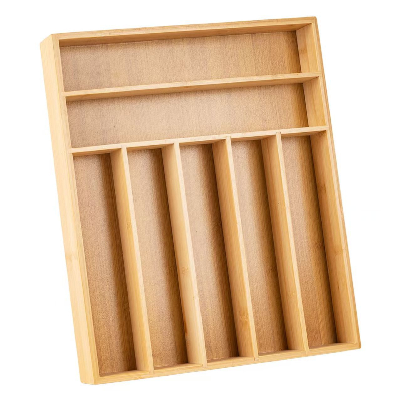 Virtuvės stalčių laikymo dėžė, bambuko stalo įrankių laikymo dėžė, stalčių organizatoriaus dėžutė, subformatas, stalčiaus tipo peilių ir šakučių dėžutė