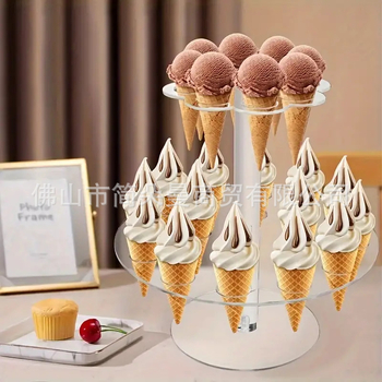 24 τρυπών διπλού στρώματος ακρυλικό παγωτού αυγών κώνων κωνικό αυγών ρολό ραφιών τραγανό σούσι ρολό κάτοχος ράφι επίδειξης ποπ κορν