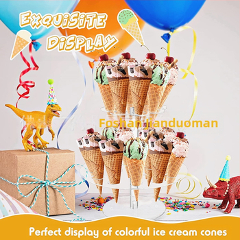 24 τρυπών διπλού στρώματος ακρυλικό παγωτού αυγών κώνων κωνικό αυγών ρολό ραφιών τραγανό σούσι ρολό κάτοχος ράφι επίδειξης ποπ κορν