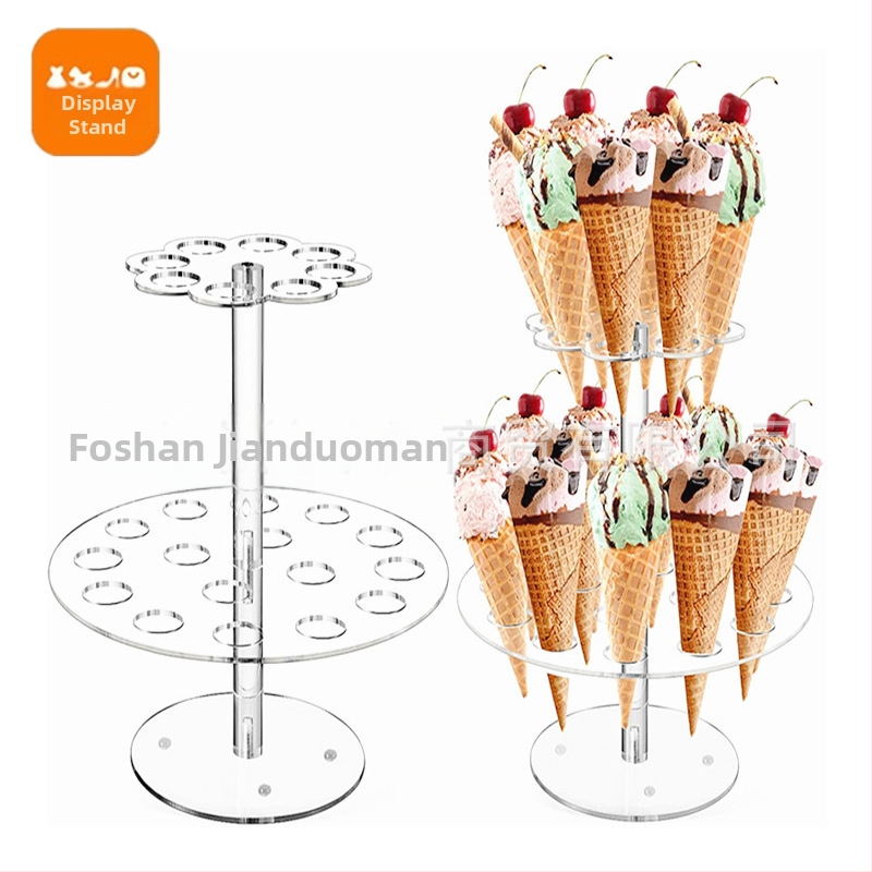 24 lyukú dupla rétegű akril fagylalttogás kúpos tojástekercs-tartó ropogós sushi tekercs tartó pattogatott kukorica kijelző állvány