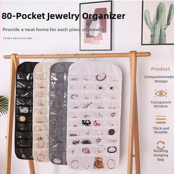 Laikymo krepšys, skirtas papuošalams, pakabinamas tinklelis, 80 dalių dvipusis papuošalų laikymas, maži auskarai, pakabinamas krepšys objektams, krepšys